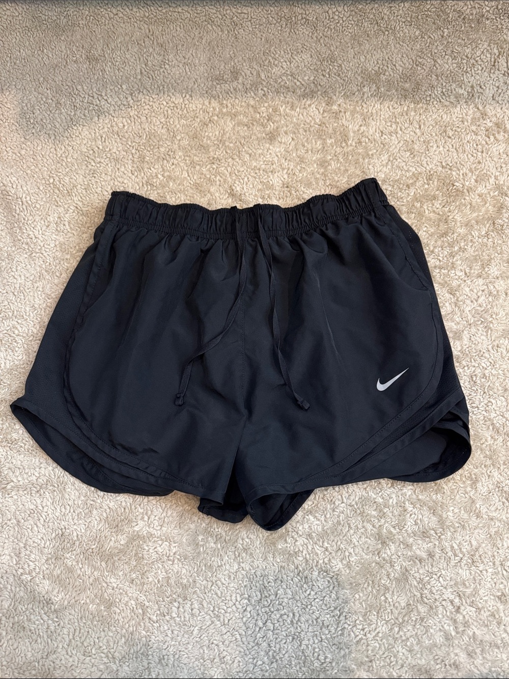 Nike Women's Black Athletic Running Shorts with White Swoosh
